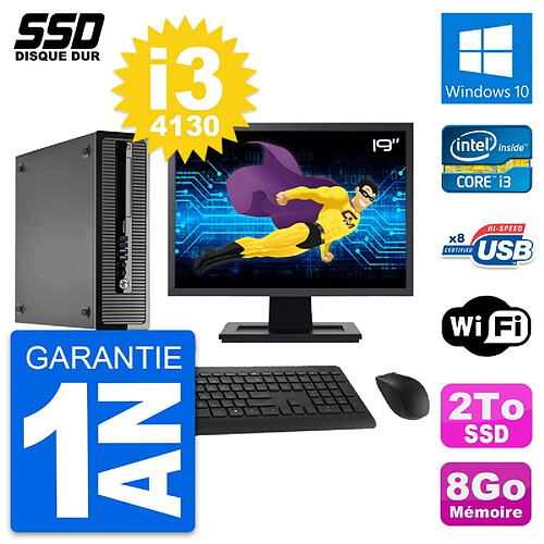 PC HP ProDesk 400 G1 SFF Ecran 19" Intel i3-4130 RAM 8Go SSD 2To Windows 10 Wifi · Occasion