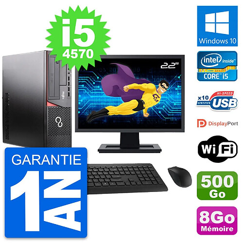 PC Fujitsu E920 DT Ecran 22" Intel i5-4570 RAM 8Go Disque 500Go Windows 10 Wifi · Occasion