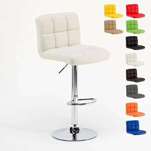 Superstool Tabouret pour bar cuisine fixe pivotant réglable avec dossier et repose-pied Atlanta, Couleur: Blanc