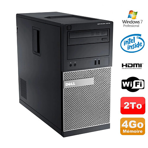 PC Tour DELL Optiplex 3010 MT Intel G2020 Graveur 4Go 2000Go HDMI Wifi W7 · Occasion