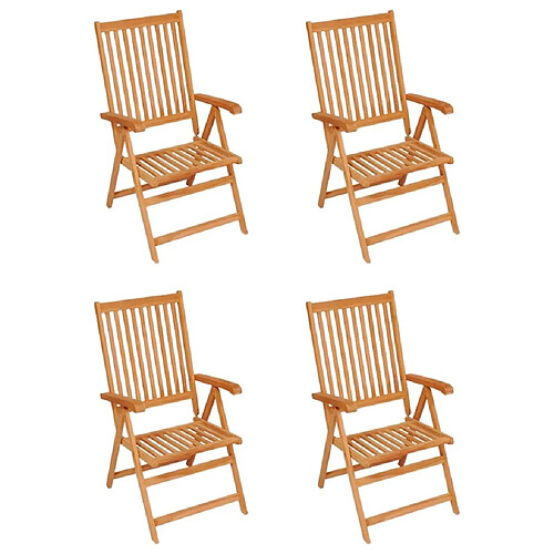 Maison Chic Lot de 4 Chaises de jardin,Fauteuil d'extérieur avec coussins à carreaux rouge Teck -MN76747