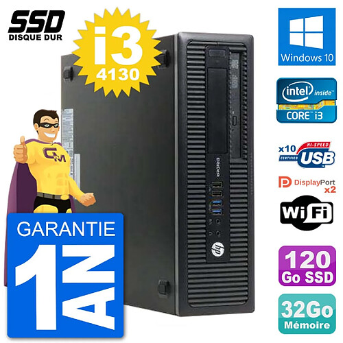 PC HP EliteDesk 800 G1 Core i3-4130 RAM 32Go SSD 120Go Windows 10 Wifi · Occasion