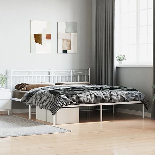 Maison Chic Lit adulte - Cadre de lit métal avec tête de lit,Structure du lit Contemporain pour chambre blanc 180x200 cm -MN37561