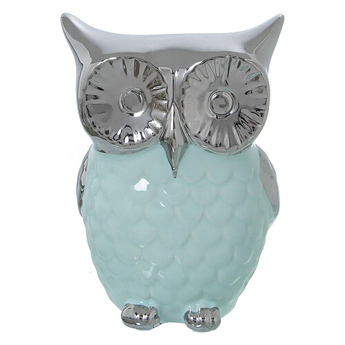 Figurine Décorative Alexandra House Living Vert Argenté Céramique Hibou 11 x 11 x 18 cm