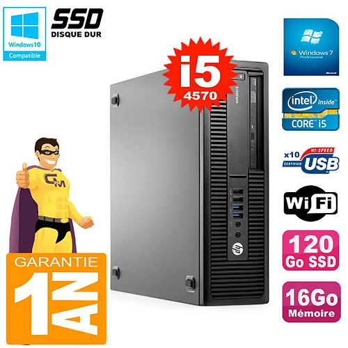 PC HP EliteDesk 800 G1 SFF Core I5-4570 RAM 16Go 120 Go SSD Graveur DVD Wifi W7 · Occasion