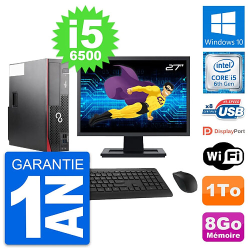 PC Fujitsu D556 DT Ecran 27" Intel i5-6500 RAM 8Go Disque 1To Windows 10 Wifi · Occasion