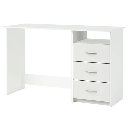 Pegane Bureau en bois coloris blanc mat - 123 x 76,5 x 50,1 cm