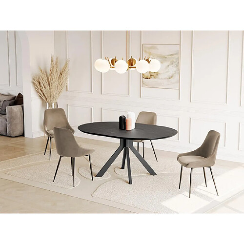 Vente-Unique Table à manger extensible CLARA - 4 à 6 personnes - Céramique & Métal - Anthracite de Maison Céphy