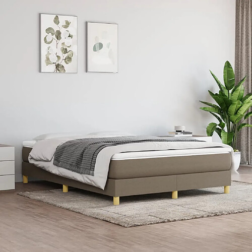 vidaXL Sommier à lattes de lit avec matelas Taupe 140x190 cm Tissu