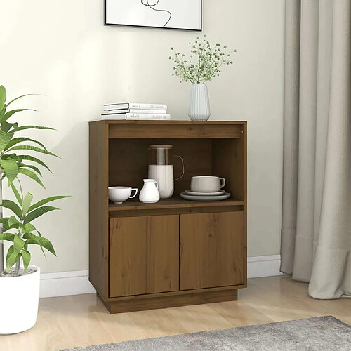 Maison Chic Buffet,Meuble de Rangement,commode pour salon,Cuisine Marron miel 60x34x75 cm Bois massif de pin -MN69392