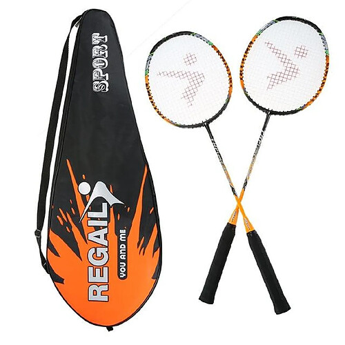 Wewoo REGAIL 8019 Raquette de badminton en carbone durable avec sac fourre-tout 2 1 orange