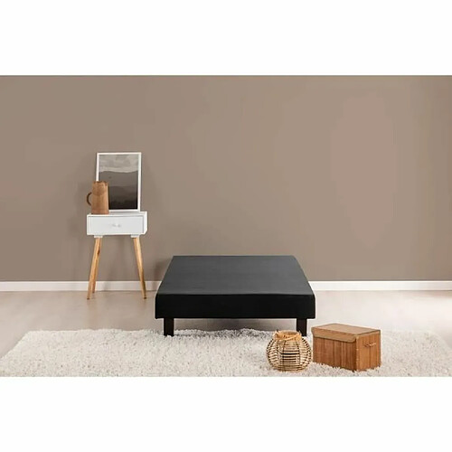 DEKO DREAM Sommier tapissier à lattes 90 x 200 cm - Bois massif noir