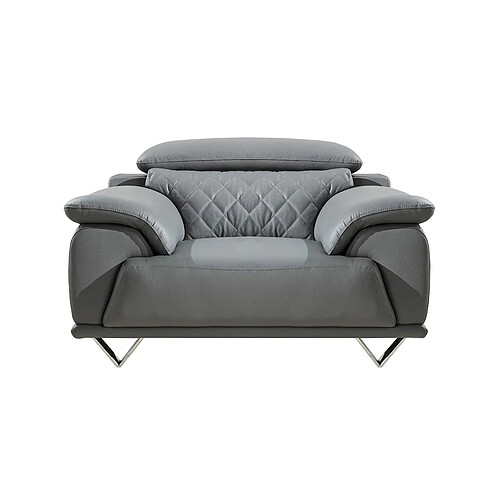 La Maison Du Canapé Fauteuil en cuir GARCIA - Gris Gris souris