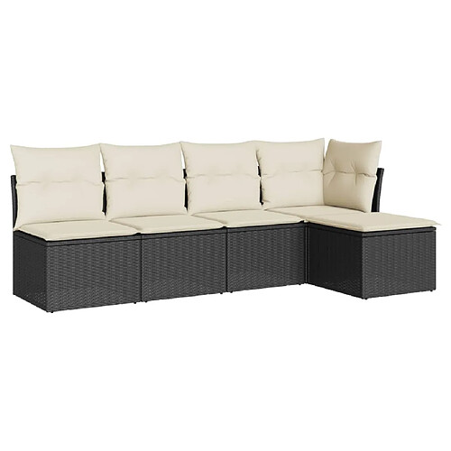 Maison Chic Ensemble de 5 Tables et chaises d'extérieur avec coussins,Salon de jardin noir résine tressée -GKD848746