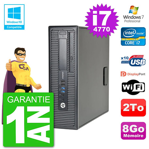 PC HP EliteDesk 800 G1 SFF i7-4770 RAM 8Go Disque 2To Graveur DVD Wifi W7 · Occasion