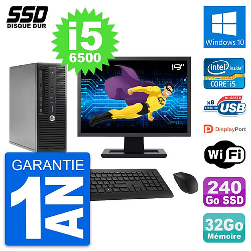 PC HP ProDesk 400 G3 SFF Ecran 19" i5-6500 RAM 32Go SSD 240Go Windows 10 Wifi · Occasion