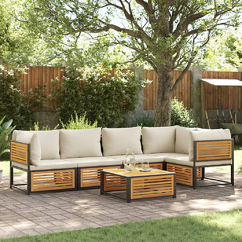 vidaXL Salon de jardin avec coussins 6 pcs bois d'acacia solide