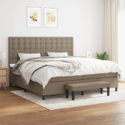 vidaXL Sommier à lattes de lit avec matelas Taupe 200x200 cm Tissu