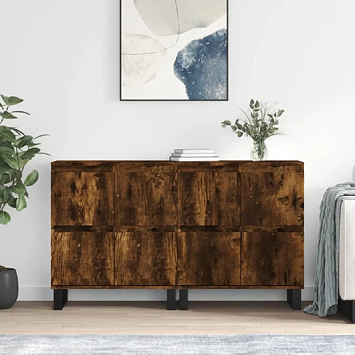 Maison Chic Ensemble de 2 Buffets,commode,console pour rangement chêne fumé bois d'ingénierie -MN62826