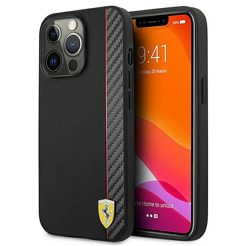 ferrari on track carbon stripe coque dur iphone 13 mini noir