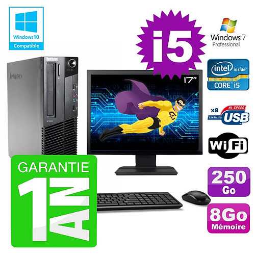 PC Lenovo M91p SFF Intel I5-2400 8Go Disque 250Go Graveur Wifi W7 Ecran 17" · Occasion