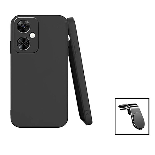 PHONECARE Kit Support Magnétique L Safe Driving Voiture + Coque Silicone Liquide pour OnePlus Nord CE3 - Noir