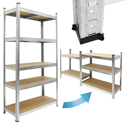 Ecd Germany Étagère de rangement charge lourde rayonnage stockage 5 étages en MDF 750 kg