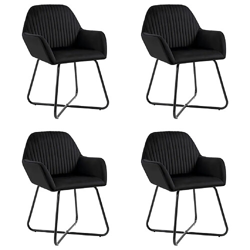 Decoshop26 Lot de 4 chaises de salle à manger cuisine en velours noir pieds en acier style moderne CDS021866