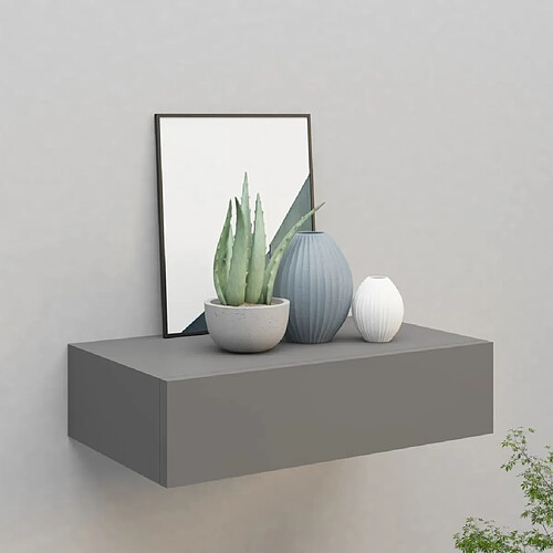 vidaXL Étagère à tiroir murale gris 40x23,5x10 cm MDF