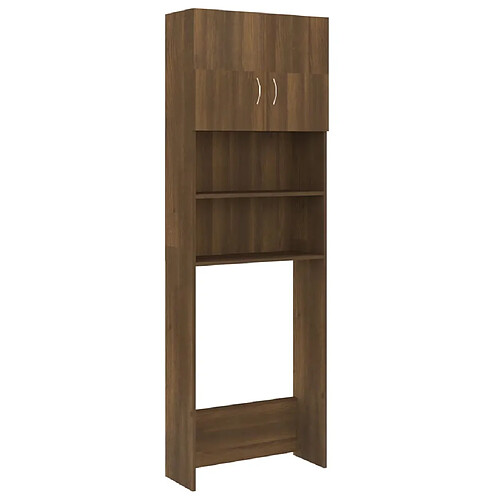 Maison Chic Meuble rangement de salle de bain | Meuble pour machine à laver | Armoire murale de bain Chêne marron 64x25,5x190 cm -GKD15600