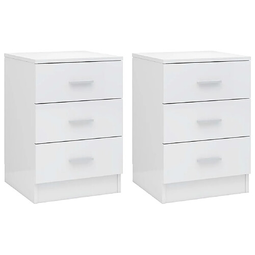 vidaXL Tables de chevet 2 pcs Blanc brillant Bois d’ingénierie