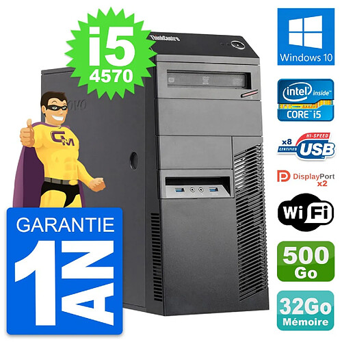 PC Tour Lenovo ThinkCentre M83 i5-4570 RAM 32Go Disque Dur 500Go Windows 10 Wifi · Occasion