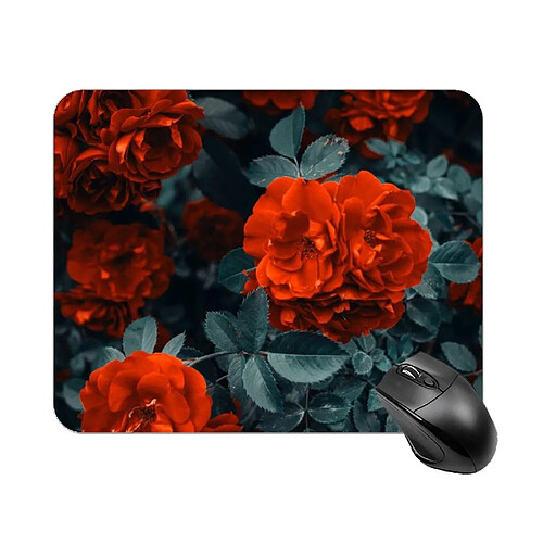 Universal Fleur d'oeille rouge et feuille un tampon de souris imprimé à la fleur pour tapis d'ordinateur portable