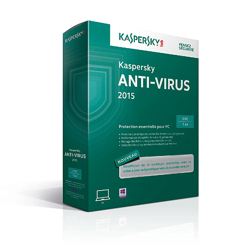 Kaspersky Anti-Virus 2015 - Licence 3 postes 1 an