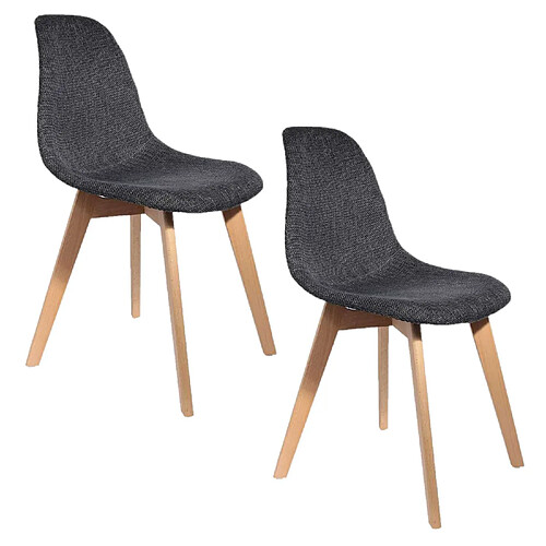 Toilinux 2 Chaises scandinaves design grosse maille Flora - Gris foncé