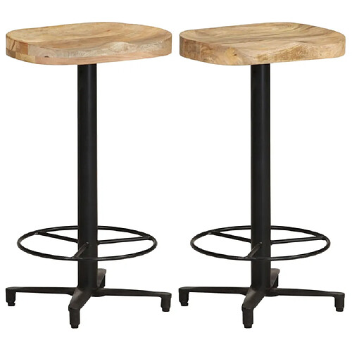 vidaXL Tabourets de bar lot de 2 66 cm bois de manguier massif