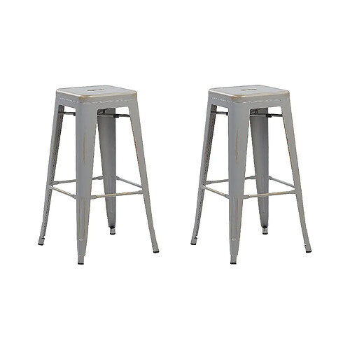 Beliani Tabouret de bar Set de 2 Métal Argenté CABRILLO