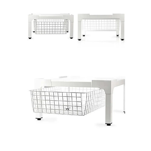 NEDIS Support lave-linge et sèche-linge + Panier de rangement 200 kg Blanc