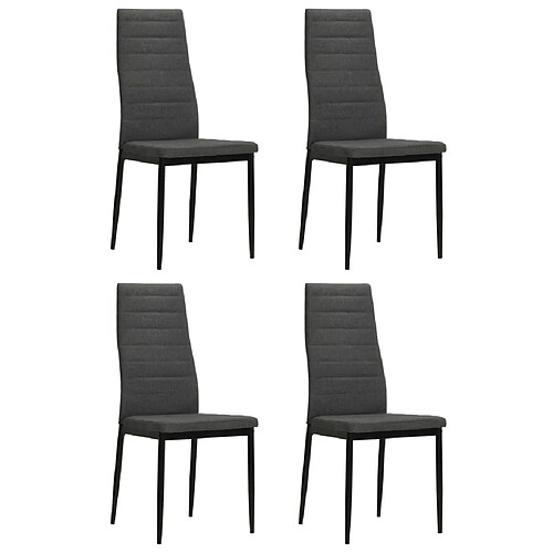 vidaXL Chaises à manger lot de 4 gris foncé tissu