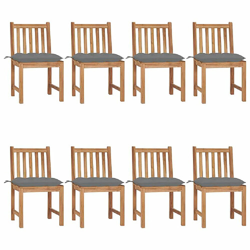 Maison Chic Lot de 8 Chaises de jardin avec coussins | Fauteuil chaises d'extérieur Bois de teck massif -GKD64995