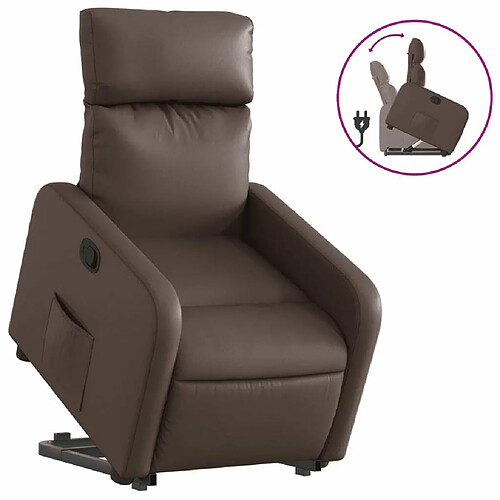 Maison Chic Fauteuil Relax pour salon, Fauteuil inclinable marron similicuir -GKD57092