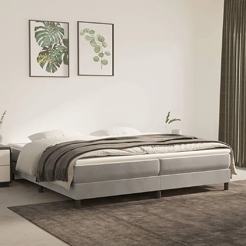 vidaXL Sommier à lattes de lit et matelas Gris clair 200x200cm Velours