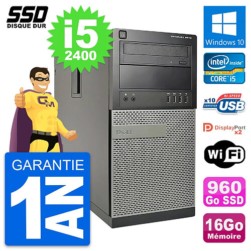 PC Tour Dell OptiPlex 9010 Intel Core i5-2400 RAM 16Go SSD 960Go Windows 10 Wifi · Occasion