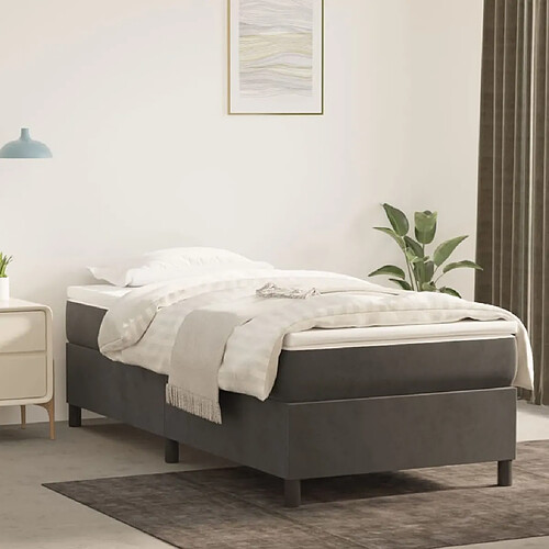 vidaXL Sommier à lattes de lit avec matelas Gris foncé 100x200 cm