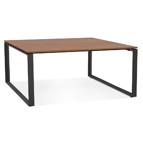 Alterego Table de réunion / bureau bench 'BAKUS SQUARE' en bois finition Noyer et métal noir - 160x160 cm