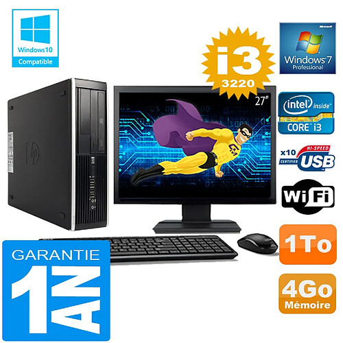 PC HP Compaq 8300 SFF Core I3-3220 Ram 4Go Disque 1 To Wifi W7 Ecran 27" · Occasion