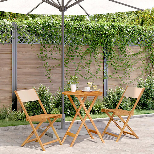 vidaXL Ensemble de bistro 3 pcs beige tissu et bois massif