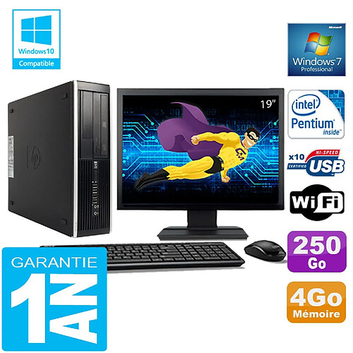 PC HP Compaq 8300 SFF Intel G850 Ram 4Go Disque 250 Go Wifi W7 Ecran 19" · Occasion