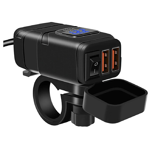 Wewoo Chargeur Adaptateur de prise de courant universel pour voiture Super Quick Dual Port USB avec LED voltmètre numérique lumière bleue