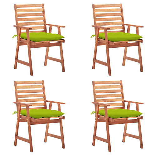 vidaXL Chaises à manger d'extérieur lot de 4 et coussins Acacia massif